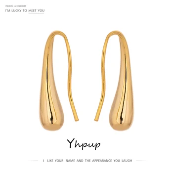 Yhpup Темпераментни обеци-карамфил с мед покритие 16 K, ефектно метална текстура, минималистичная за женските офис бижута