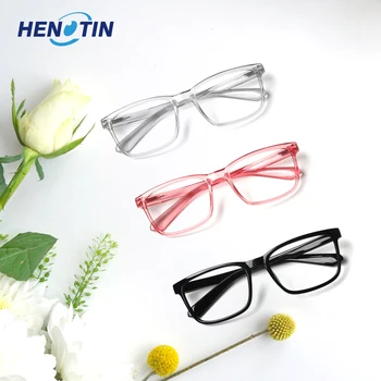 Очила за четене Henotin за жени, мъже, HD-лещи, модни прозрачна правоъгълен дограма, леки офис компютърни очила по рецепта