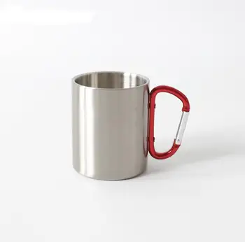 Термотрансферная чаена чаша на 10 грама с дръжка-карабинер, сублимационен печат чаша от неръждаема стомана, преносима чаша за пътуване на открито SN