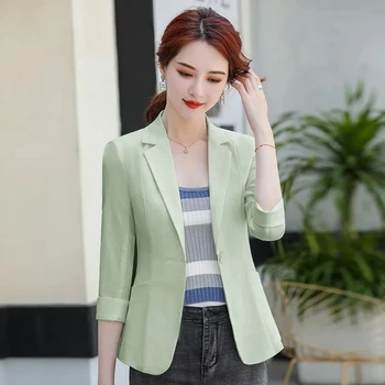 2023 Нов пролетно-летния корейски модерен женски сако, палто с ръкав три четвърти, тънки ежедневни яке, женски костюми, връхни дрехи, дамски блузи