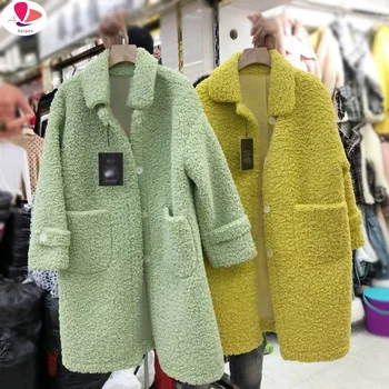APIPEE Яке на топола от изкуствена агне, женски палта, палто, Зима 2023, дамско зимно палто Ханбок, дамско палто от изкуствена кожа