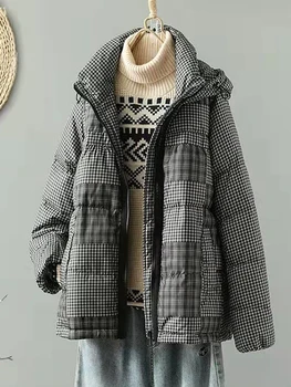 SEDUTMO/зимно палто на утином топола, дамско топло яке в гъста клетка с качулка, есенни ежедневни паркове с джобове голям размер ED1984