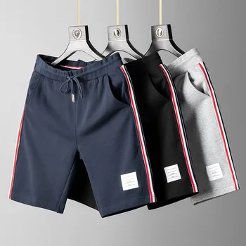 2023 Лято корейски модерен мъжки гащета от чист памук в контрастен цвят, всекидневни спортни панталони TB, дамски спортни панталони за фитнес зала