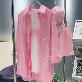 Модерен дизайн, градинска риза, женска риза с ревери и дълъг ръкав, свободна ежедневна блуза, блузи q636