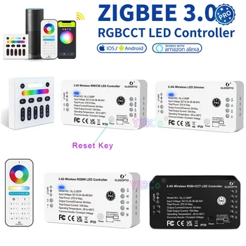 GLEDOPTO Zigbee 3.0 Pro RGBW/ RGBCCT/един-цветен /RGB Led Лента Led Контролер, Съвместим с възел на Hristo SmartThings App 2.4 G RF