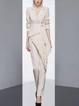 Най-новият дизайн на женски модерен блейзър 2023, комплект от 2 теми, ретро костюм в стил мозайка, якета, директен брючный костюм, дамски шик екипировки