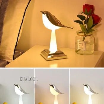 Креативна лампа с птици, Нощни лампи пътни led осветление Украшение Спалня в близост До с лампа Украса детски подарък Сензорен датчик за нощна лампа