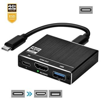 2024 най-Добрият Thunderbolt 3 C USB ХЪБ USB 3,1 към HDMI USB Type C 100 W Порт за Зареждане на USB 3.0 ХЪБ Адаптер за MacBook Pro Samsung S9