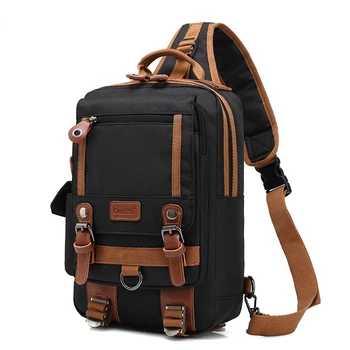 Chikage Проста мъжки нагрудная чанта за отдих, чанта през рамо с голям капацитет, водоустойчива чанта през рамо за бизнес пътувания