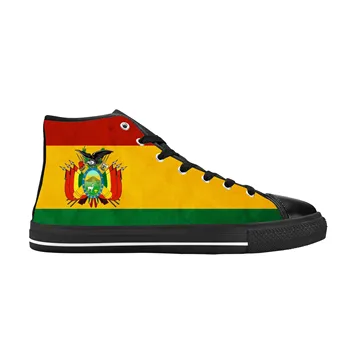 Гореща Боливия Боливийский флаг Патриотическая гордост Модни и ежедневни тъканта, обувки с висок берцем Удобни дишащи мъжки и дамски маратонки с 3D принтом