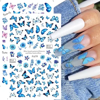 Нов луксозен дизайн на ноктите, цветни стикера за нокти с пеперуда, 3D слайдър за дизайн на ноктите с плодов цветен модел, геометричните аксесоари за дизайн на ноктите, стикер