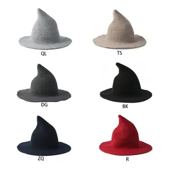 Нова вязаная вълнена шапка рибар, есен-зима, дамски заострени шапки в стил вещици