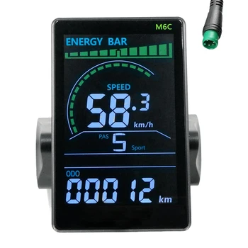 Електрически велосипед M6C с LCD дисплей, м 24-60 В, E Скутер, LCD панел, цветен дисплей, резервни части с USB за планински електрически велосипед (5PIN)