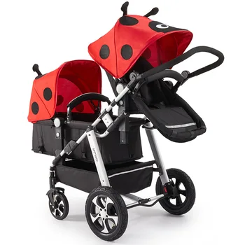 Нова детска количка за близнаци с 2 в 1, детска количка за пътуване детска количка за новородени, преносима детска количка, двойна детска количка на четири колела