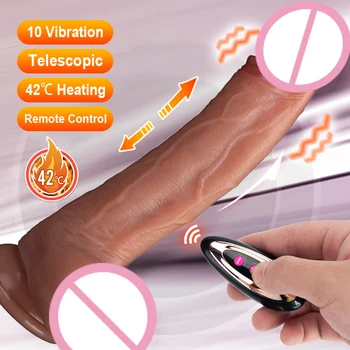 Реалистичен вибратор вибратор за жените мастурбатор нагревающий пенис Автоматични телескопични вибратори с вендузата секс-играчки за възрастни