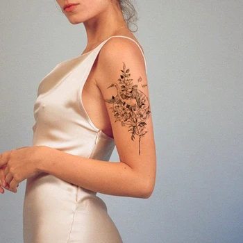 Временни татуировки, етикети с червена корона, дизайн на лунния цвете храст, фалшиви татуировки, водоустойчив татуировки, ръка в голям размер, за жени, момичета