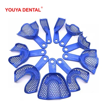 10 бр. /компл. Тави за най-хвърля на зъбите Модел на протеза на Притежателя на тавата за зъби от пластмаса и стомана, Стоматологични материали за хигиена на устната кухина Стоматологични инструменти