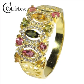 Бижута CoLife, сребърен пръстен проба 925 за ежедневието, пръстен от 100% естествена турмалин, бижута подарък от сребро с турмалин за жени