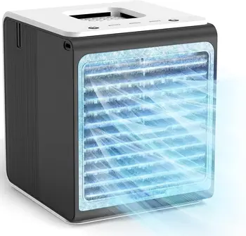 Климатик, един изпарителен охладител на въздуха, захранван от батерия 2000 mah и USB батерия, персонален охладител на въздуха влагозадържащ, 3 степени на светлина