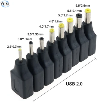 Yuxi 1 бр. dc мъжки 2.5*0.7 4.0*1.7 5.5*2.1 5.5*2.5 мм до USB 2.0 гнездовой конектор конвертор адаптер за лаптоп конектор