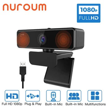 Уеб камера NUROUM V11 1080P 60 кадъра в секунда, Full HD уеб-камера с микрофон USB-конектор, уеб камера за КОМПЮТЪР, Компютър Mac Zoom камера мини Skype