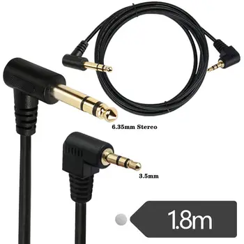 Златно покритие 90 ° извити от 1/8 до 1/4 стерео с 3.5 мм TRS до 6,35 мм смесване конзоли кабел за китара, кабел за слушалки