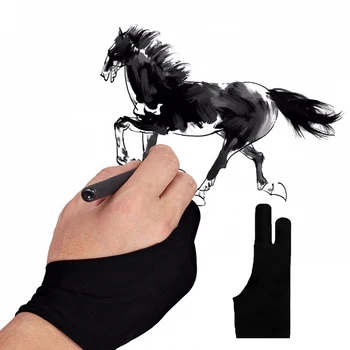 1 бр. черна противообрастающая ръкавица с два пръста, 3 размера, за художествен дизайн, таблет, домашни ръкавици, дясната и на лявата ръка
