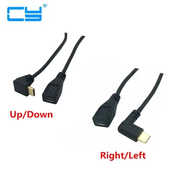 USB3.1 Тип C, С наклон под ъгъл 90 градуса Наляво и надясно Нагоре и надолу От щепсела към Micro USB 2.0 5 ПЕНСА Женски Кабел за прехвърляне на данни под ъгъл forNexus 5X6P Mobile