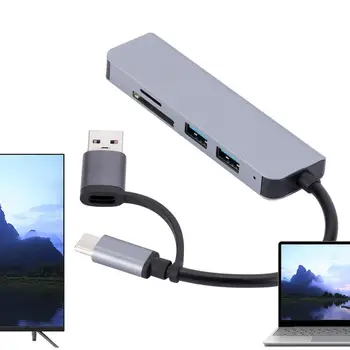Мини C USB Хъб Многопортовый USB Type C Адаптер 5 В 1 С Пристанища TF 5 Портове Захранване C USB Хъб За Преносим компютър