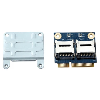 Четец на карти памет с две карти SDHC SDXC TF на Mini PCIe, mPCIe на 2 Мини SD-карта, Адаптер, Mini Pci-E, 2 SSD твърд ДИСК За Лаптоп