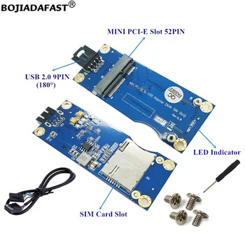 Конектор USB 2.0 9Pin За свързване Безжичен адаптер Mini PCI-E към Конектора за SIM-карти с 9-Пинов Удлинительным кабел За 3G модул 4G LTE е GSM