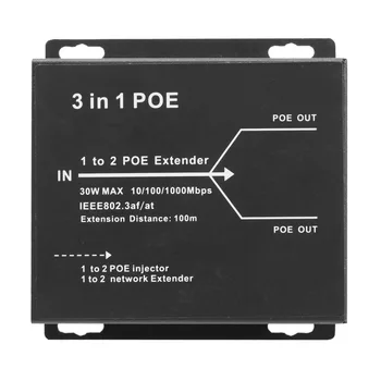 Удължител POE 3 в 1, удължител POE 1-2, 10/100/1000 Mbps, gigabit удължител POE стандарт IEEE 802.3 Af/At