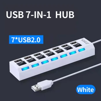 7-портов хъб Usb 2.0 с едно плъзгане и четири разветвителями, plug мини-концентратор с малка розетка / Usb сплитер с 4 порта