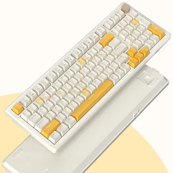 Жичен дръжка с 98 бутони, механична клавиатура, мулти-осветление, свързване тип C, топла вилица, червено /чаен ключ, подходящ за лаптоп