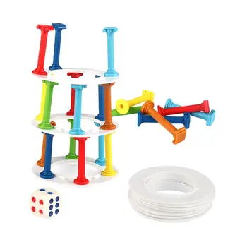 Играта в кула с наопаки Забавна играчка Монтесори Забавни игри с кубчета обучение
