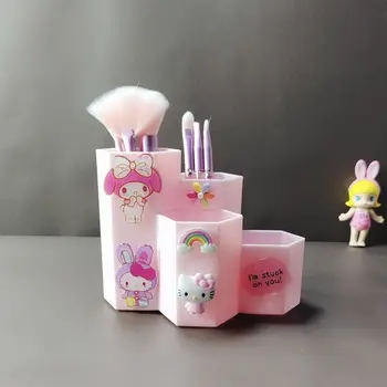 Kawaii Hello Kitty Sanrio Държач за химикалки, органайзер за канцеларски материали за студенти, сладък карикатура, аниме, игри на многофункционални подаръци за деца играчка