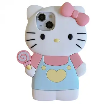 Hello Kitty Kawai Силиконов калъф за телефон Sanrio Аниме Рисунка Kuromi Iphone11/12/13/ 14ProMax Калъф за мобилен телефон във формата на миди Защитен подарък