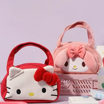 Sanrio Плюшен Чанта Kawaii Hello Kitty Плюшен Чанта Карикатура Сладка Мелодия Голямата Голям Чанта През Рамо Sanrio Чанта за Момичета Подарък