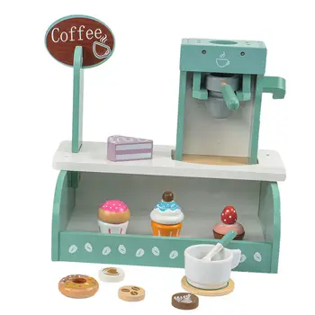 Детска Кафе машина Слот Набор от Играчка Насърчава Въображението Забавно да се Преструвам на Игралната Комплект Дървени Кафемашина Комплект, подходящ за Деца На Възраст от 3 + Деца