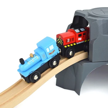 Дървен магнитен влак, плюшени локомотив, wooden железопътен вагон, аксесоари, детски играчки, подаръци, подходящи за дървени пътеки