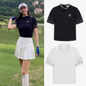 2023 Нова женска тениска SC Golf с къс ръкав, дантела силует-часова, дишащи бързо съхнещи блузи за голф
