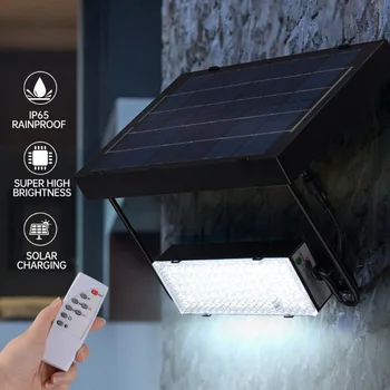 Слънчеви прожекционни лампи открит водоустойчив дистанционно управление стенен сплит, лампа за съхранение на слънчевата енергия къмпинг авариен уличен фенер