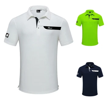 Нова мъжка тениска за голф, лятна спортна риза с къс ръкав, дишащи риза с къси ръкави суха засаждане за мъже, дрехи за голф