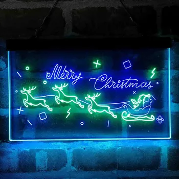 Весела Коледа, Дядо Коледа, Елени, двуцветен led неонова реклама
