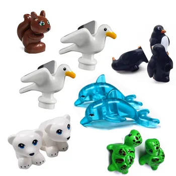 MOC City Поредица от животни е Подходящ за сладка малка модели, Чайки, Пингвин, костенурки, делфини, строителни блокове, образователни играчки, играчки за подаръци