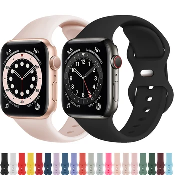 Силиконов Ремък за Apple Watch Band 45/44/42 мм, Каишки за ръчни часовници 41/40/38 мм, Гума Спортен Гривна за умни часа iWatch Series76543