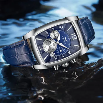 Мъжки часовник с квадратен корпус от най-добрата марка на Луксозни, всекидневни кожени кварцов мъжки часовник, бизнес часовници, мъжки стоманени часовници Relogio Masculino