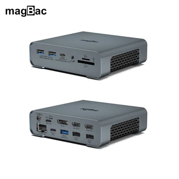 Зарядно устройство USB-C 10 Gbit/с USB 3.2 Hub 4K/60Hz Тройна Монитор 16-В-1 65 W захранващ Адаптер За PC, Лаптоп Macbook Windows Докинг станция