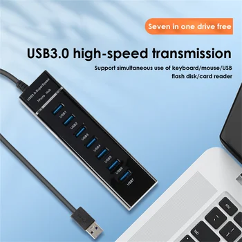 RYRA 7-портов USB хъб 3.0 Хъб Бърз удължителен кабел Адаптер Светлинна Ивица на Високоскоростна Компютърна Сплитер USB hub 1-7 Докинг станция