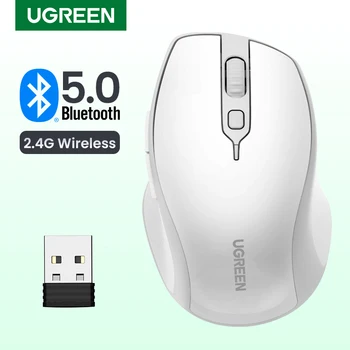 Безжична Мишка UGREEN Bluetooth 5,0 Ергономична 4000 dpi резолюция 6 Бутона за Изключване на Звука За Компютър MacBook, Таблет, Преносим КОМПЮТЪР, Безжични Мишки 2,4 G
